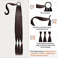 Seikea Upgraded Long Braid Ponytail Extension With Elastic Tie Straight Sleek Wrap Around Braid Hair Extensions Ponytail Natural