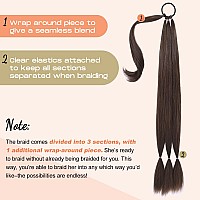 Seikea 2Pcs Long Braid Ponytail Extension With Hair Tie Long Straight Wrap Around Hair Extensions Ponytail Soft Synthetic Hair D