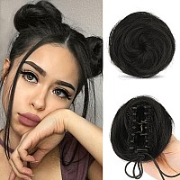 Sofeiyan 2Pcs Mini Claw Clip In Hair Bun Messy Cat Ears Hair Bun Extension Synthetic Donut Wig Accessory Updo Space Bun Hair Pie