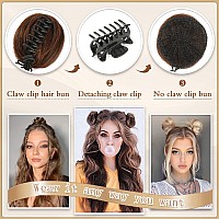 Sofeiyan 2Pcs Mini Claw Clip In Hair Bun Messy Cat Ears Hair Bun Extension Synthetic Donut Wig Accessory Updo Space Bun Hair Pie