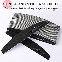 Canvalite 40 Pcs Nail File Professional Reusable Peel And Stick Nail Files Replaceable Emery Boards 100 Grit Fingernail Files Ma