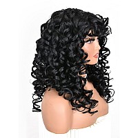 ANNISOUL Black Curly Wigs for Black Women Long Curly Afro Wig with Bangs for Women Big Bouncy Fluffy Synthetic Fiber Glueless Hair for Cosplay and Daily