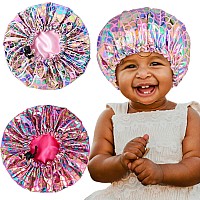 2 Pcs Baby Bonnet Glitter Toddler Silk Bonnet For Kids Sleeping Cap Curly Hair Silk Hair Bonnets For Girls Boys Infant