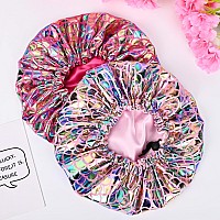 2 Pcs Baby Bonnet Glitter Toddler Silk Bonnet For Kids Sleeping Cap Curly Hair Silk Hair Bonnets For Girls Boys Infant