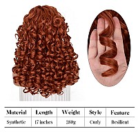 ANNISOUL Copper Curly Wigs for Black Women Long Curly Afro Wig with Bangs for Women Big Bouncy Fluffy Synthetic Fiber Glueless Hair for Cosplay and Daily