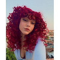 ANNISOUL Red Curly Wigs for Black Women Long Curly Afro Wig with Bangs for Women Big Bouncy Fluffy Synthetic Fiber Glueless Hair for Cosplay and Daily