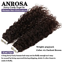 Anrosa Hair Extensions Real Human Hair Tape In Seamless Pu Darkest Brown Jerry Curly Tape In Hair Extensions 3B 3C Type Kinky Cu