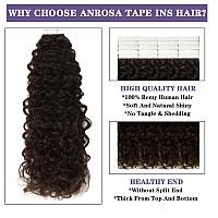 Anrosa Hair Extensions Real Human Hair Tape In Seamless Pu Darkest Brown Jerry Curly Tape In Hair Extensions 3B 3C Type Kinky Cu