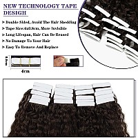 Anrosa Hair Extensions Real Human Hair Tape In Seamless Pu Darkest Brown Jerry Curly Tape In Hair Extensions 3B 3C Type Kinky Cu