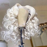 Andria Short Wig Platinum Blonde Colorful Wavy Wig Lace Front Wigs For Women Natural Loose Wave Wigs Synthetic Heat Resistant Fi