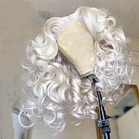 Andria Short Wig Platinum Blonde Colorful Wavy Wig Lace Front Wigs For Women Natural Loose Wave Wigs Synthetic Heat Resistant Fi