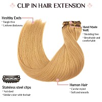 Maxita Hair Extensions Real Human Hair 22 Inch 120G 7Pcs Dirty Blonde Clip In Hair Extensions Remy Straight Long Hair Extension