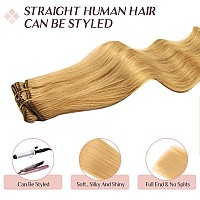 Maxita Hair Extensions Real Human Hair 22 Inch 120G 7Pcs Dirty Blonde Clip In Hair Extensions Remy Straight Long Hair Extension