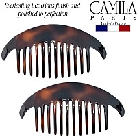 Camila Paris Cp2430 4 Piece French Hair Side Combs Tortoise Shell Interlocking Combs French Twist Hair Combs Strong Hold Hair