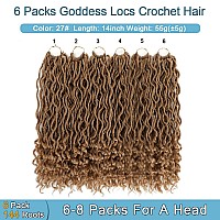 Goddess Locs Crochet Hair 6 Packs 14 Inch Curly Faux Locs Crochet Hair For Black Women Crochet Prelooped Curly Hair Goddess