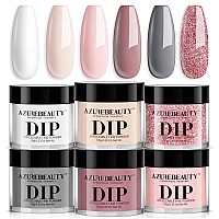 Azurebeauty Dip Powder Nail Set 6 Colors Classic Nude Collection Skin Tone Glitter Pastel Dipping Powder Starter Kit French Nai