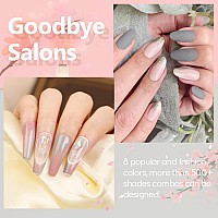 Azurebeauty Dip Powder Nail Set 6 Colors Classic Nude Collection Skin Tone Glitter Pastel Dipping Powder Starter Kit French Nai