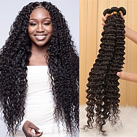 Deep Wave Bundles 24 26 28 Inch Human Hair Deep Curly 3 Bundles 100 Unprocessed Brazilian Virgin Remy Hair 10A Curly Bundles Hu