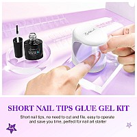 Gelike Ec Short Soft Gel Nail Kit Square Nails Extension Kit With 240Pcs Soft Gel Nail Tips Nail Glue Uv Nails Lamp Full Cov