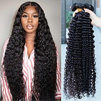 Deep Wave Bundles Human Hair 22 24 26 28 Inch 10A Grade 100 Brazilian Virgin Remy Hair Deep Wave 4 Bundles Double Weft Weave We