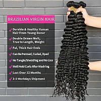 Deep Wave Human Hair Bundles 24 26 28 30 Inch 100 Unprocessed Brazilian Virgin Remy Hair Deep Curly 4 Bundles Human Hair Double