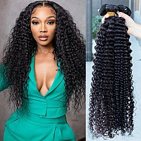 Deep Wave Human Hair Bundles 12 14 16 18 Inch Brazilian Hair Deep Wave Bundles 100 Unprocessed Virgin Remy Hair Curly Bundles W