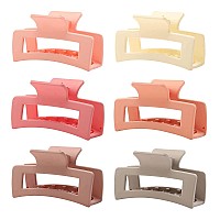 6 Pack Square Claw Clips For Women Girls 35 Medium Nonslip Rectangular Matte Claws Strong Jumbo Hair Styling Accessories For