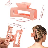 6 Pack Square Claw Clips For Women Girls 35 Medium Nonslip Rectangular Matte Claws Strong Jumbo Hair Styling Accessories For