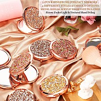 Cindeer 12 Pcs Small Compact Mirror Folding Pocket Makeup Mirror Round Hand Held Mirror Cosmetic Magnifying Compact Mirror Rhine