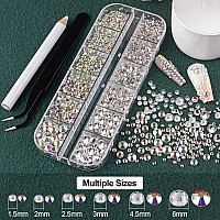 Flat Back Rhinestonespearls Kits Round Glass Crystal Transparent White Gemswhite Pearls With Quick Dry Makeup Gluepicker Penc