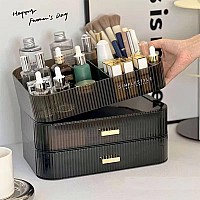 MIUOPUR Stackable Makeup Organizer Drawers, Bathroom Vanity Organizers and Storage, Ideal for Desk and Dresser Countertops, Great for Cosmetics, skincare, Lipsticks, Nail Care -Black