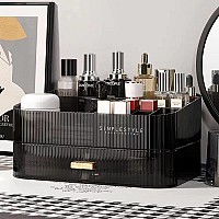 MIUOPUR Makeup Organizer with Stackable Drawers, Bathroom Vanity Organizers and Storage, Ideal for Desk and Dresser Countertops, Great for Cosmetics , skincare, Lipsticks, Nail Care -Black