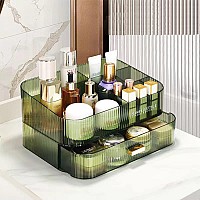 MIUOPUR Makeup Organizer with Stackable Drawers, Bathroom Vanity Organizers and Storage, Ideal for Desk and Dresser Countertops, Great for Cosmetics , skincare, Lipsticks, Nail Care -Green