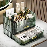 MIUOPUR Makeup Organizer with Stackable Drawers, Bathroom Vanity Organizers and Storage, Ideal for Desk and Dresser Countertops, Great for Cosmetics , skincare, Lipsticks, Nail Care -Green