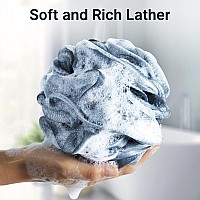 Amazerbath Loofah Sponge Shower Loofah For Men And Women Body Scrubber Loofa Set Of 3 Indigo White Edge Bath Sponge 60Gpc