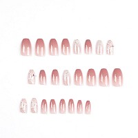 Yoyoee Coffin False Nails Long Press On Nails Butterfly Gradient Fake Nails Acrylic Full Cover Bling Nails Tips For Women And Gi