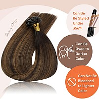 Sunny Hair Brown U Tip Hair Extensions Human Hair 22Inch Utip Hair Extensions Dark Brown With Medium Brown Balayage U Tip Hair E