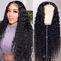 Aisi Deep Wave Lace Closure Wigs Human Hair For Black Women 180 Density Glueless Brazilian Virgin Human Hair Wet And Wavy Lace