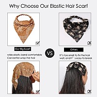 6 Pack Hair Bandanas Headband For Women Boho Scarf Headbands Paisley Elastic Hair Kerchief Large Triangle Head Scarves With Cl