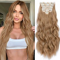 Nayoo Clip In Hair Extensions For Women 20 Inch Long Wavy Curly Ash Blonde Hair Extension Full Head Synthetic Hair Extension Hai