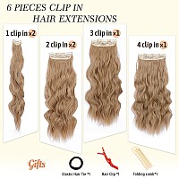 Nayoo Clip In Hair Extensions For Women 20 Inch Long Wavy Curly Ash Blonde Hair Extension Full Head Synthetic Hair Extension Hai