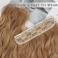 Nayoo Clip In Hair Extensions For Women 20 Inch Long Wavy Curly Ash Blonde Hair Extension Full Head Synthetic Hair Extension Hai