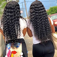 Younsolo Deep Wave Bundles With Closure For Black Women16 18 2014 100 Unprocessed Brazilian Deep Wave Human Hair 3 Bundles W