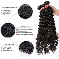 Younsolo Deep Wave Bundles With Closure For Black Women16 18 2014 100 Unprocessed Brazilian Deep Wave Human Hair 3 Bundles W