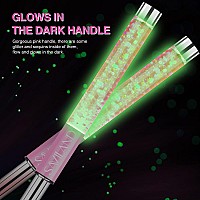 Saviland Kolinsky Acrylic Nail Brush Set - 4PCS Glows in The Dark Acrylic Nail Brushes for Acrylic Application, Professional Size 6/8/12/14 Acrylic Powder Brushes for Acrylic Nails Extension & Carving