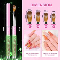 Saviland Kolinsky Acrylic Nail Brush Set - 4PCS Glows in The Dark Acrylic Nail Brushes for Acrylic Application, Professional Size 6/8/12/14 Acrylic Powder Brushes for Acrylic Nails Extension & Carving