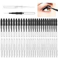 50 Pcs Micro Eyebrow Brush With Cap,Eyebrow Spoolie Brush Micro Eyebrow Lamination Brush 2 Size Multifunctional Micro Spooly Lash Mascara Brush Comb for Eyelash Lift Extensions Brow Clean(White,Black)