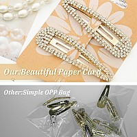 Kanprincess Hair Clips 2Pcs 31Inch Rhinestone Gold Hair Accessories Bridal Wedding Party Prom Barrettes For Women Girls