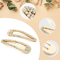 Kanprincess Hair Clips 2Pcs 31Inch Rhinestone Gold Hair Accessories Bridal Wedding Party Prom Barrettes For Women Girls