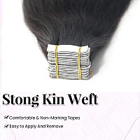 40Pcs 100G Yaki Tape In Human Hair Black Hair Extension For Women Invisible Tape Ins Glue In Remy Human Hair Piece Seamless Skin